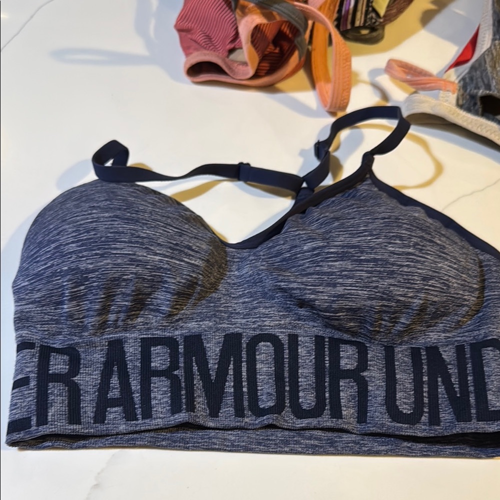 Under Armour Blue Sports Bra Moisture-Wicking Adjustable